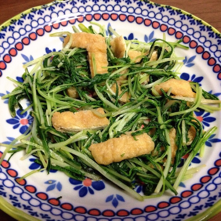 水菜と油揚げの塩ニンニク炒め♪